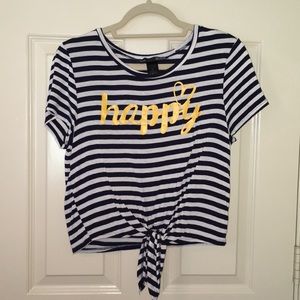 Navy stripped crop top t-shirt
